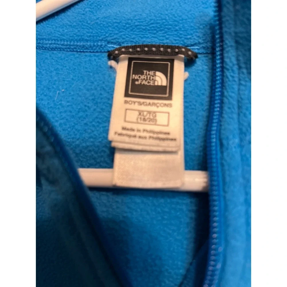Kids The North Face Boys XL 18/20 Fleece 1/4 Zip‎ Pullover Blue Shirt Jacket